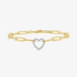 Nova Star(R) Lab Grown Diamond Large Paperclip Bracelet w/ Heart