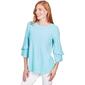Petite Ruby Rd. By The Sea 3/4 Flutter Sleeve Swiss Dot Blouse - image 3