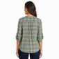 Womens Notations 3/4 Sleeve Plaid Pleat Blouse - Sage - image 2