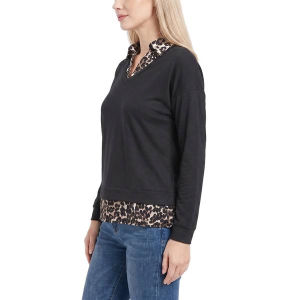 Womens NY Collection Long Sleeve Two in One Leopard Sweater