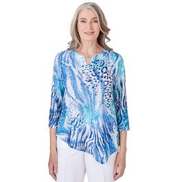 Womens Alfred Dunner Paradise Island Skin Patchwork Eyelet Top