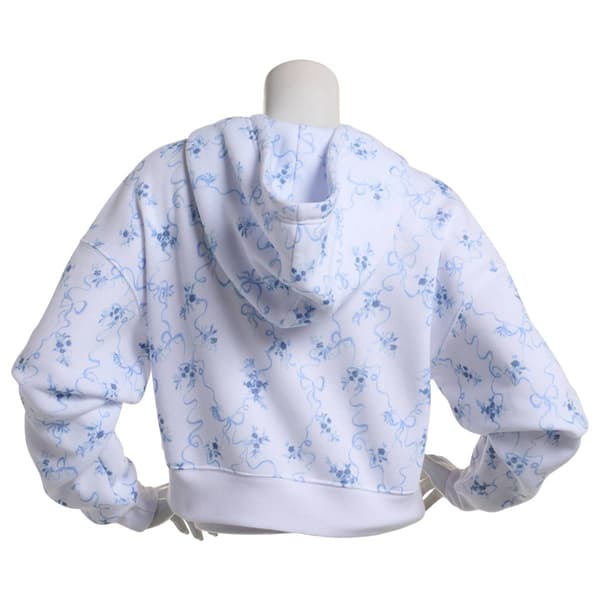 Juniors No Comment Bows and Bouquets Full Zip Cropped Hoodie