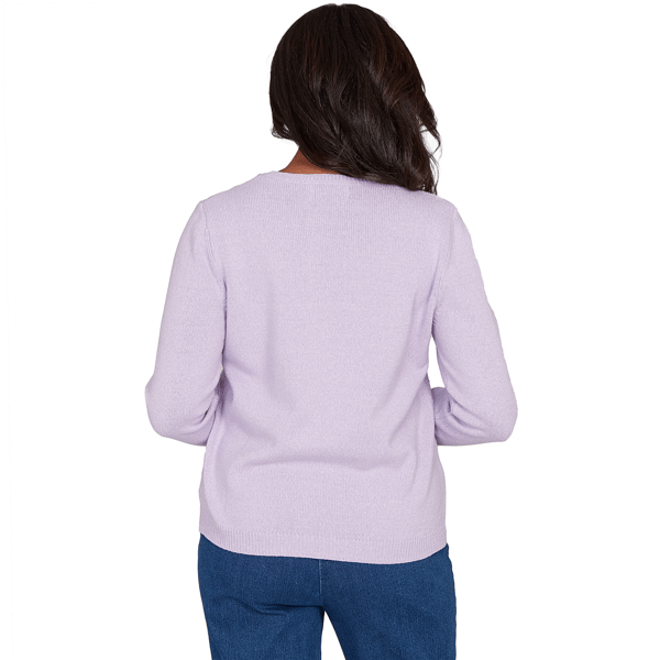 Womens Alfred Dunner Hilton Head Center Embroidery Accent Sweater