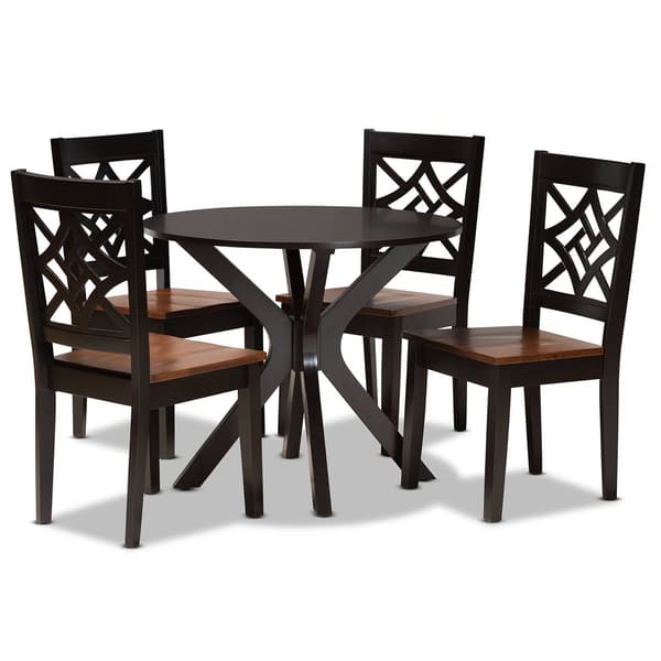Baxton Studio Miela Two-Tone Dark Brown Wood 5pc. Dining Set - image 