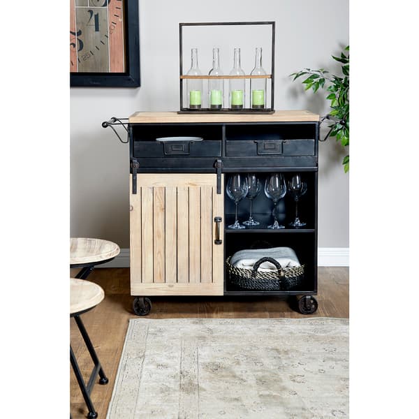 9th &amp; Pike® Industrial Metal And Wood Rolling Cart