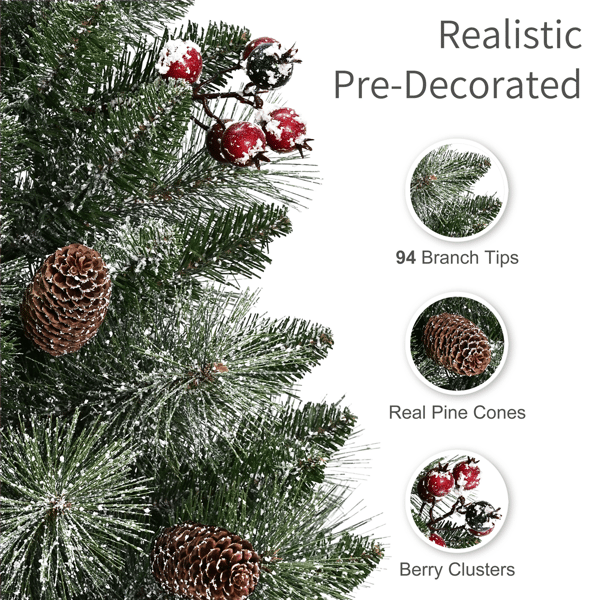 Puleo International 3ft. Pre-Lit Snowy Christmas Tree in Basket