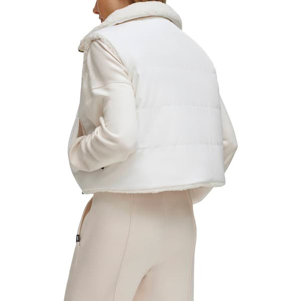 Womens DKNY Sport Cropped Reversible Sherpa Vest