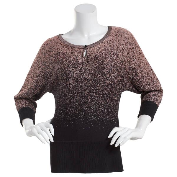 Womens Birch 3/4 Sleeve Ombre Lurex Scoop Neck Keyhole Sweater - image 