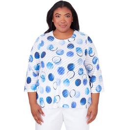Plus Size Alfred Dunner Blue Bayou Knit Dots Top