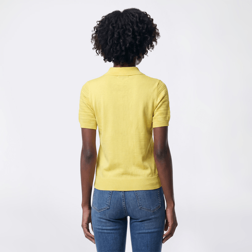 Womens Nautica Short Sleeve Pointelle Solid Polo Sweater