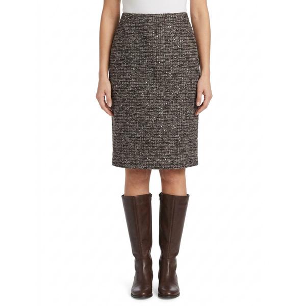 Womens Nicole Miller Tweed Texture Sequin Boucle Midi Skirt
