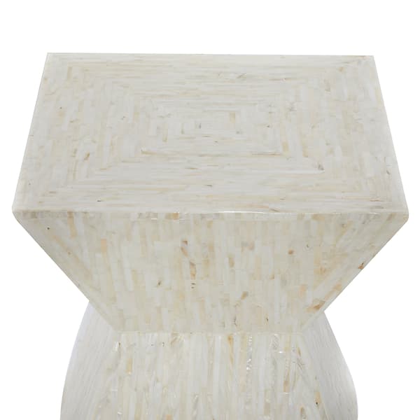 9th & Pike&#174; Beige Mussel Shells And Wood Accent Table
