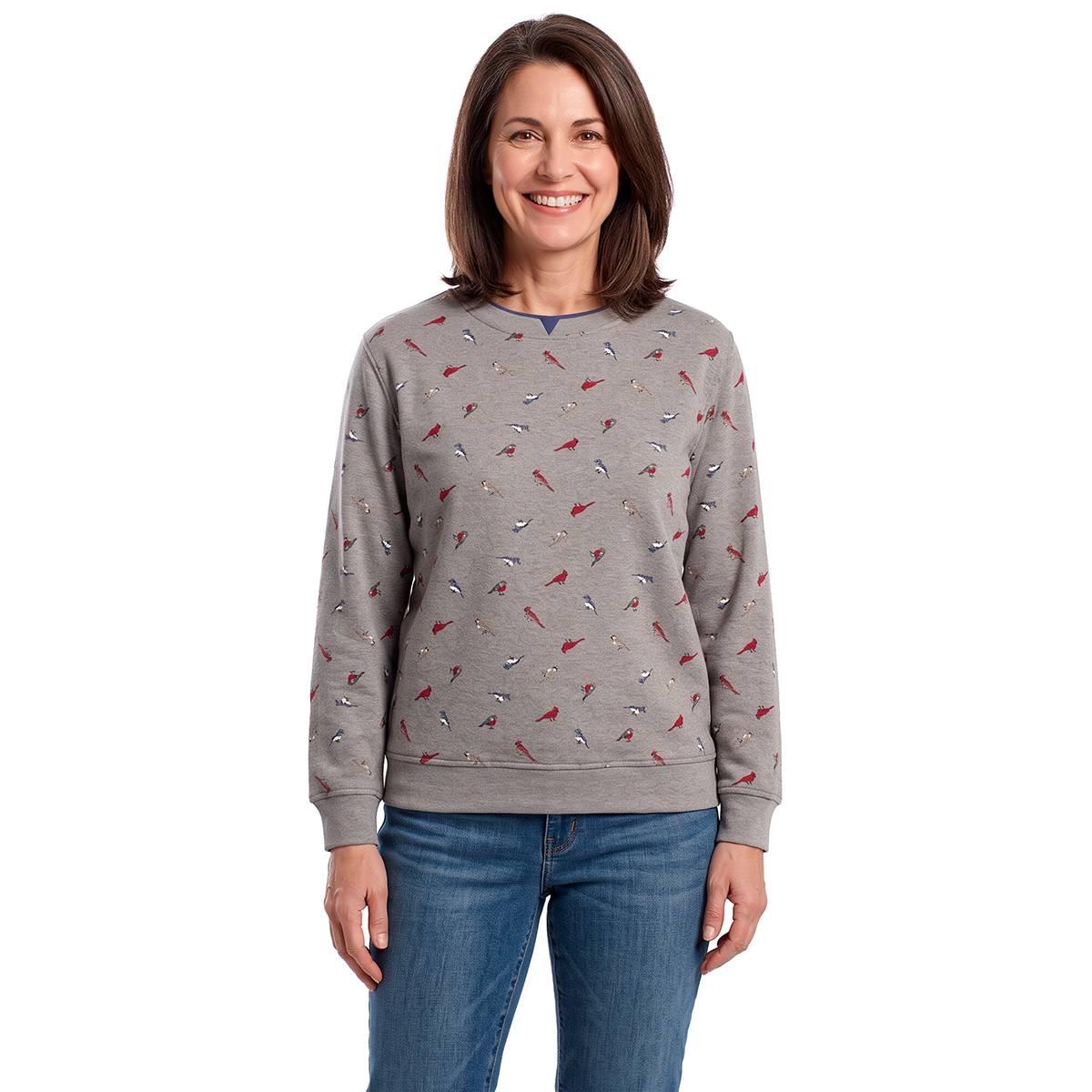 Petite Hasting & Smith Bird All Over Fleece Sweatshirt
