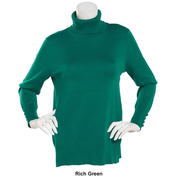 Womens Retrology Ribbed Turtleneck Sweater With Button Detail