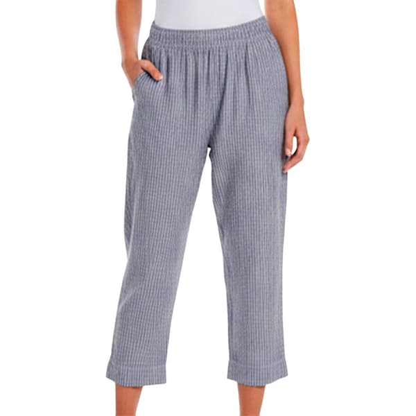 Womens Briggs Pull On Elastic Waist Stripe Pocket Capris - image 