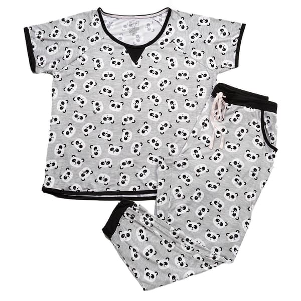 Plus Size Pillow Talk Short Sleeve Panda Jogger Pajama Set - image 