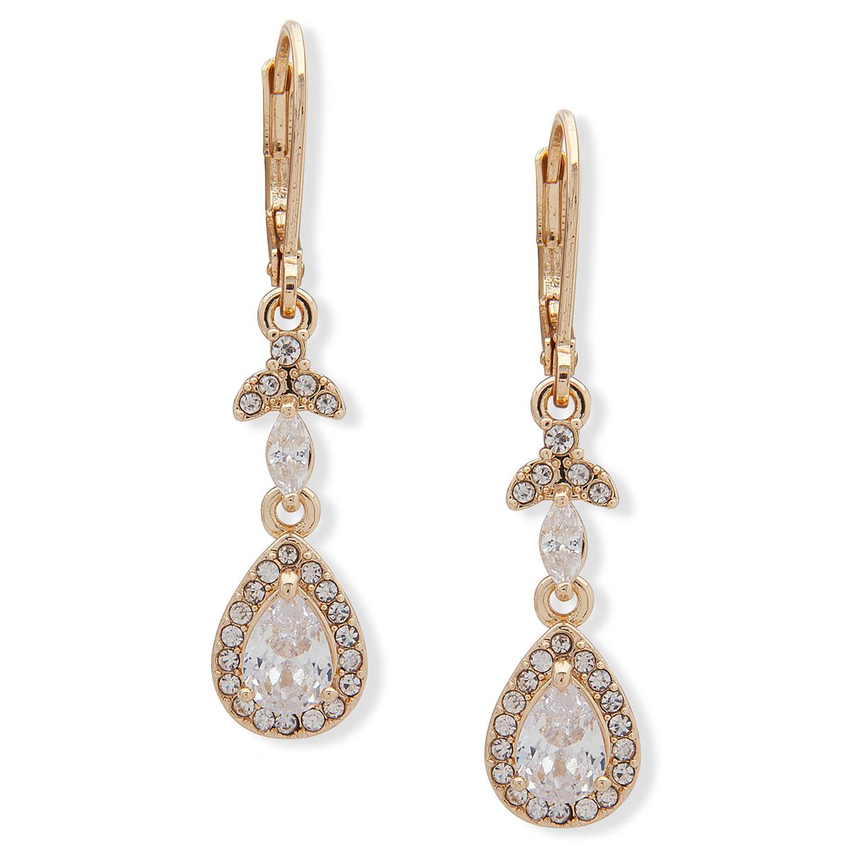 Anne Klein Gold-Tone Siam Leverback Tear Drop Earrings
