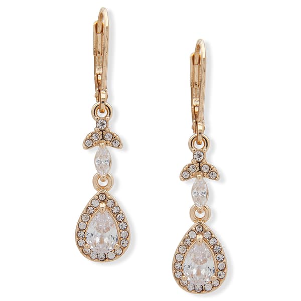Anne Klein Gold-Tone Siam Leverback Tear Drop Earrings - image 