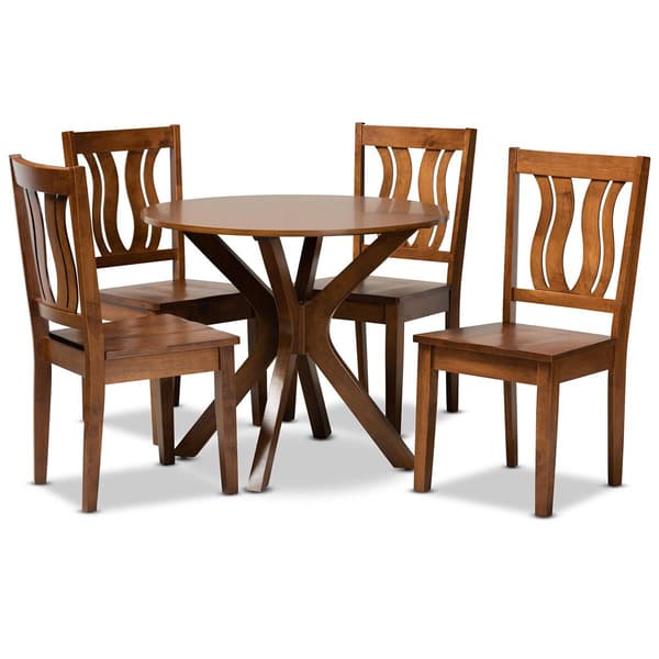 Baxton Studio Mare Walnut Brown Finished Wood 5pc. Dining Set - image 
