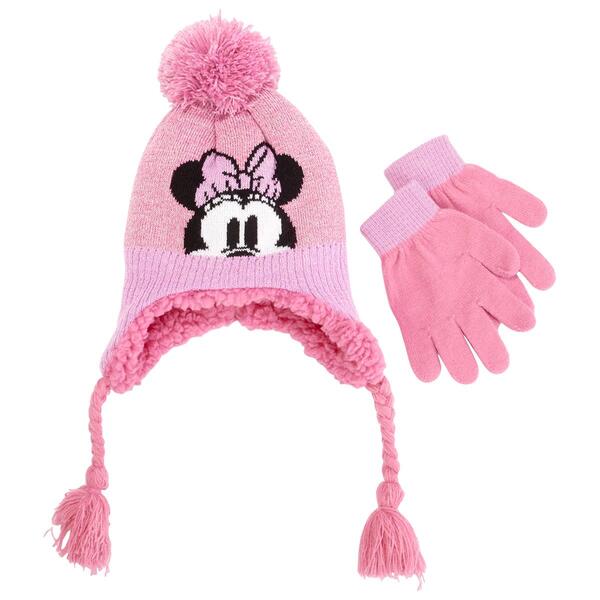 Girls Disney&#40;R&#41; Minnie Mouse Laplander Hat & Gloves Set - image 