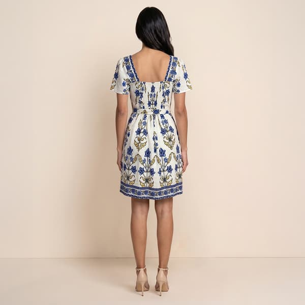 Womens Draper James Short Sleeve Square Neck Floral A-Line Dress