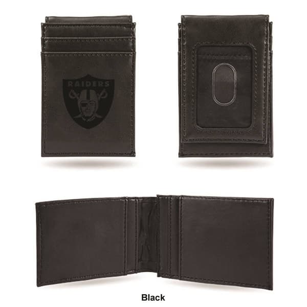 Mens NFL Oakland Raiders Faux Leather Front Pocket Wallet