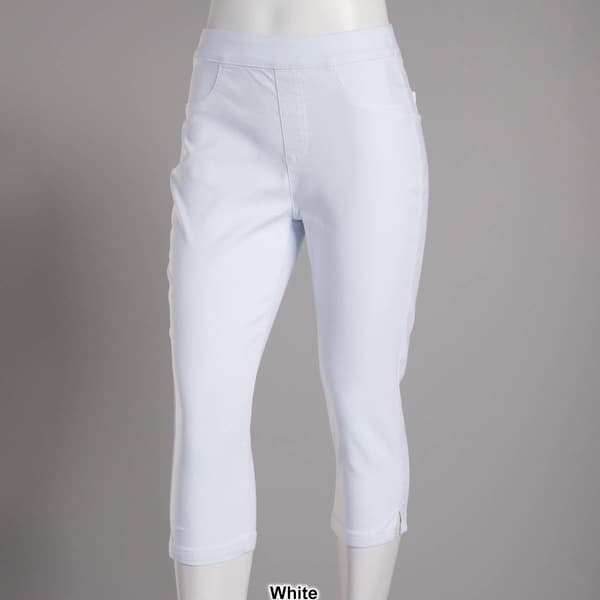 Womens Erika Joey Slit Hem Solid Twill Capri Pants