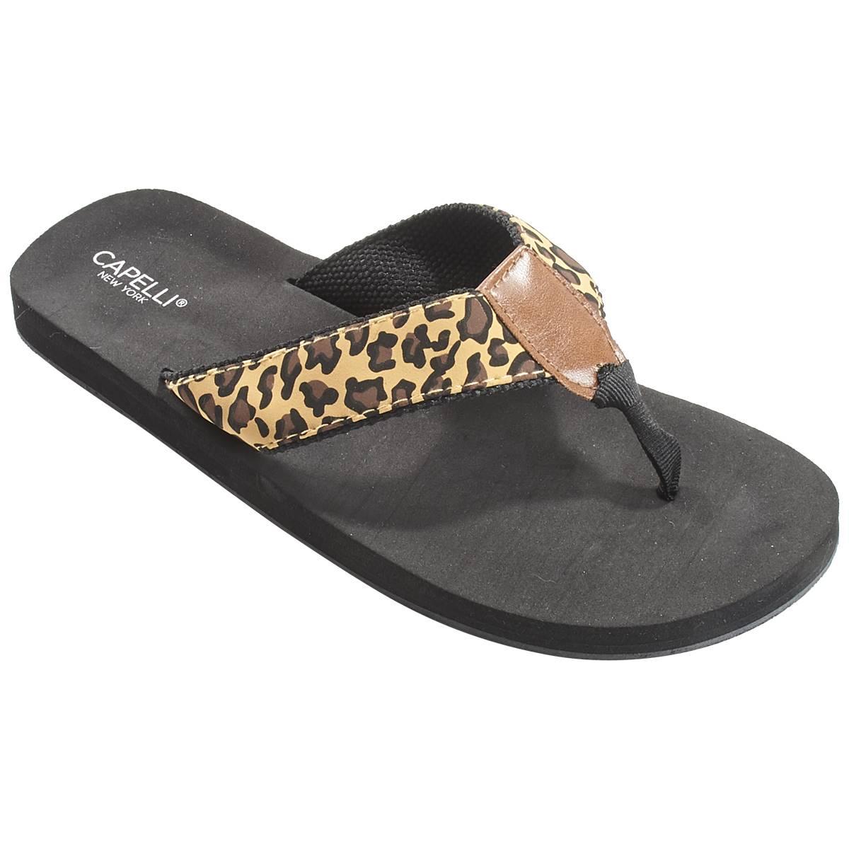 Womens Capelli New York Leopard Flip Flops