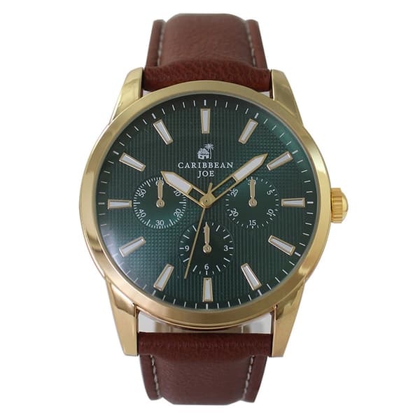 Mens Caribbean Joe Gold-Tone Green Dial Watch - CJ7129GD - Boscov's