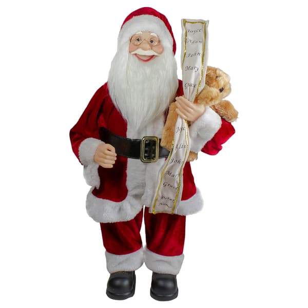 Northlight Standing Santa with Teddy Bear & List Christmas Figure