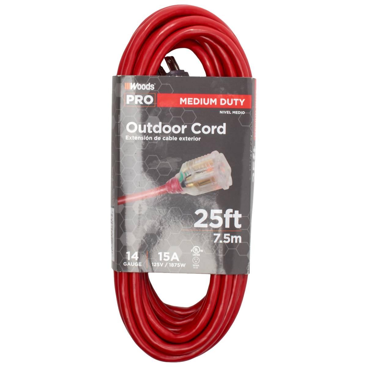 Woods 25ft. Medium Duty Lit Ends Extension Cord
