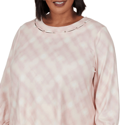 Plus Size Emaline Soiree Embellished Neck Abstract Plaid Sweater