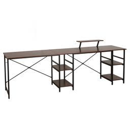 Techni Mobili L-Shape Industrial Desk w/ Storage Shelves