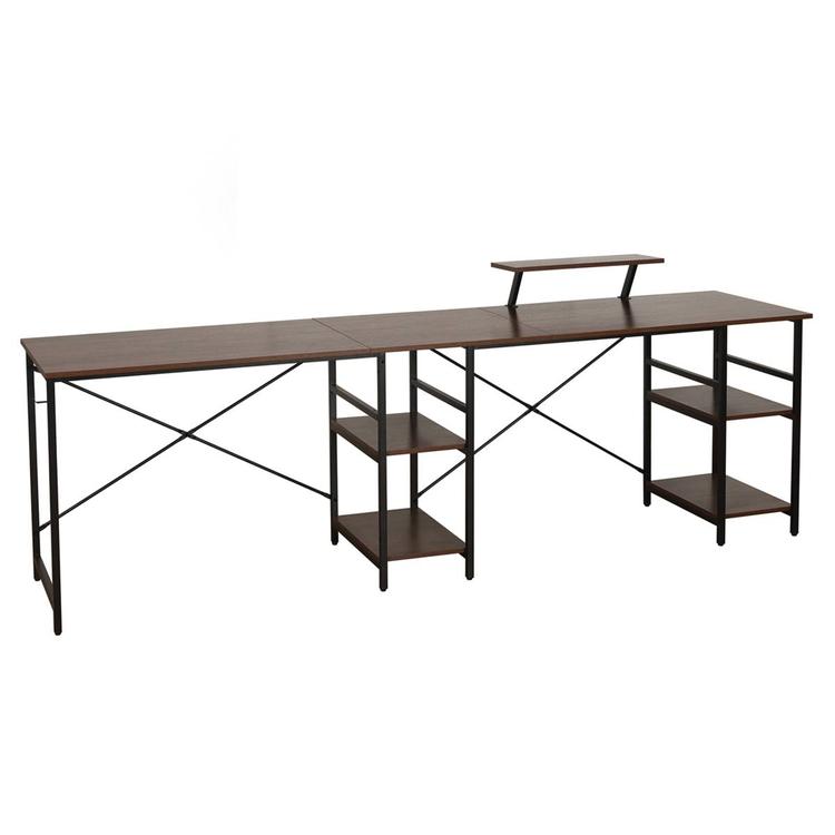 Techni Mobili L-Shape Industrial Desk w/ Storage Shelves