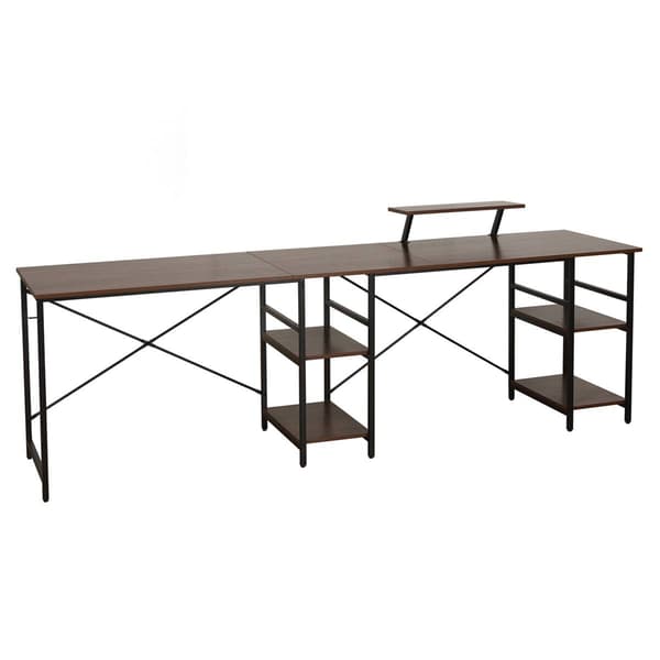 Techni Mobili L-Shape Industrial Desk w/ Storage Shelves