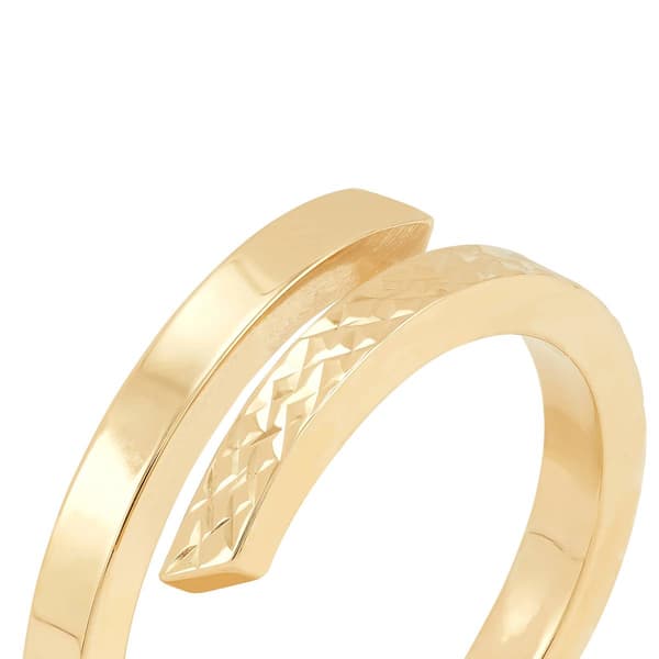 Gold Classics&#8482; Diamond-Cut Bypass Half Plain Half Chevron Ring