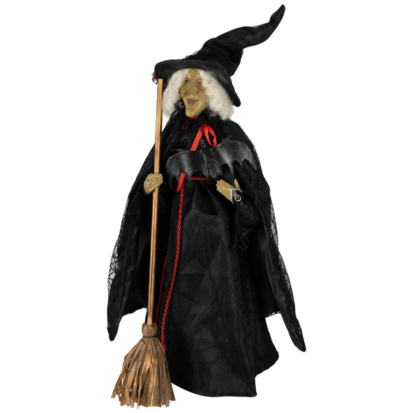 Northlight Dark Witch with Bat & Broom Halloween Figure