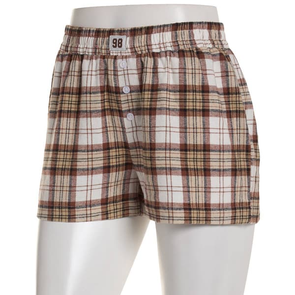 Juniors Derek Heart Flannel Plaid Boxer Shorts w/ 98 Patch - image 