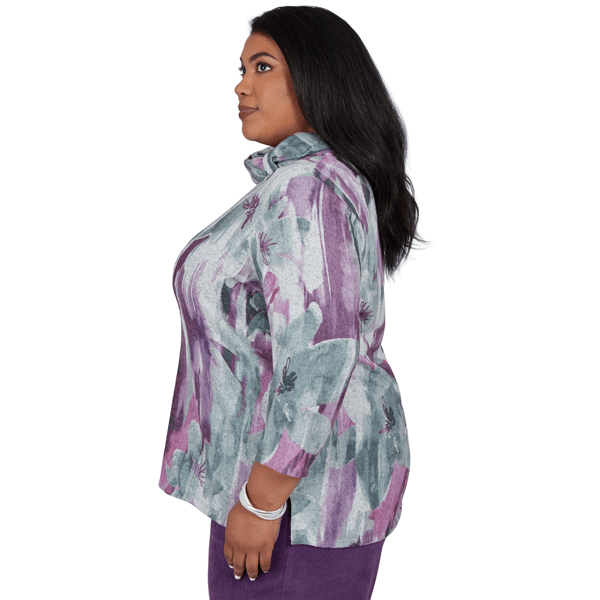 Plus Size Alfred Dunner Vail Floral Brushstroke Cowl Neck Blouse