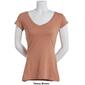 Juniors Aveto Short Sleeve V-Neck Soft Stretch Knit Solid Top - image 10