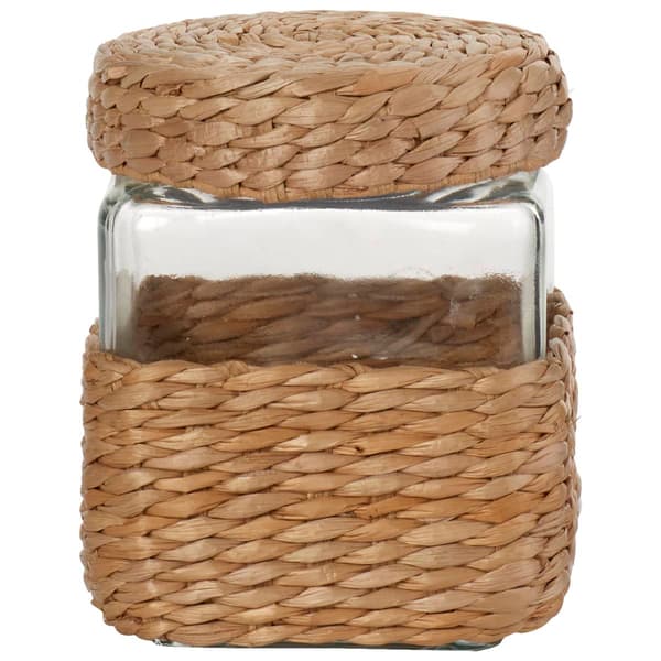 Gourmet Kitchen Natural Rush Square Glass Canister with Lid