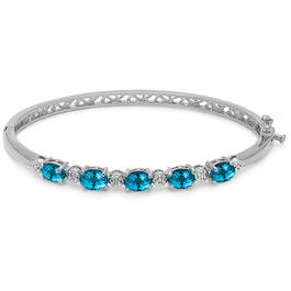 Gianni Argento Silver Plated London Blue Topaz Bangle Bracelet