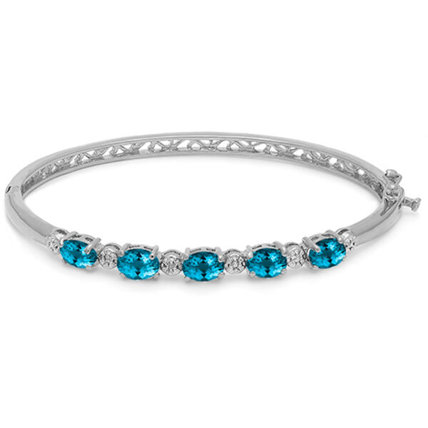 Gianni Argento Silver Plated London Blue Topaz Bangle Bracelet - image 