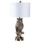 HomeRoots 28in. Antiqued Silver Resin Owl Table Lamp - image 1
