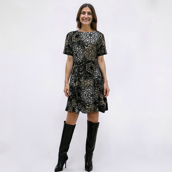 Womens Connected Apparel Short Sleeve Pocket Shift Dress