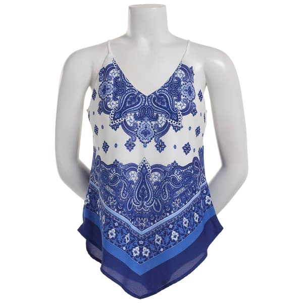 Juniors A. Byer Paisley Hanky Hem Tank Top