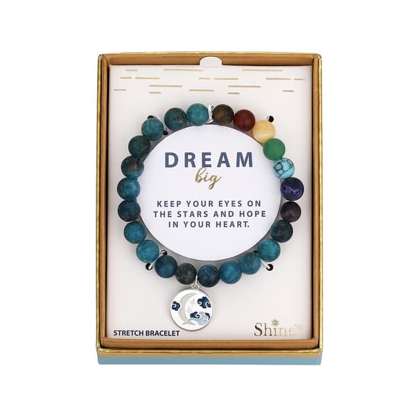 Shine Multi Color Moon Beaded CZ Stretch Bracelet