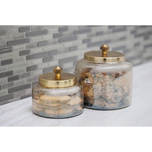 9th & Pike® Gold Smoked Glass Jars - Set of 2