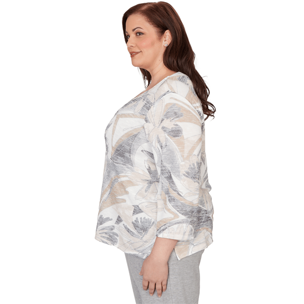Plus Size Alfred Dunner Comfort & Joy Leaf V Neck Blouse