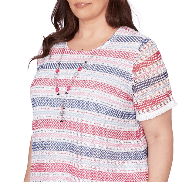 Plus Size Alfred Dunner The Royal Treatment Fringe Stripe Blouse